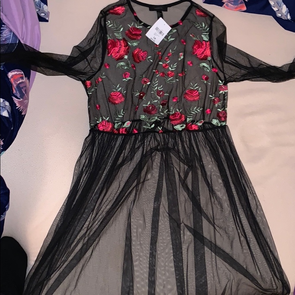 See through rose dress